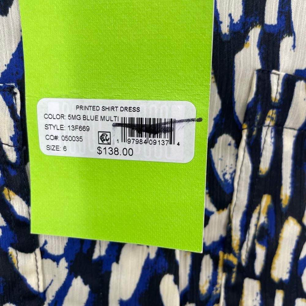 NEW Sam Edelman Size 6 Abstract Print Long Sleeve Shirt Dress Midi Luxury Office - Picture 10 of 12